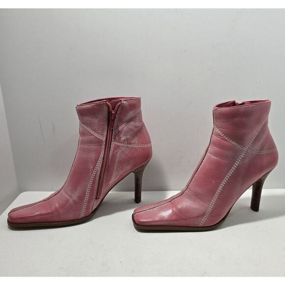 Diba USA Leather pink/white accents Remy Heeled Ankle Boots Western Style Sz 8 - Picture 4 of 10
